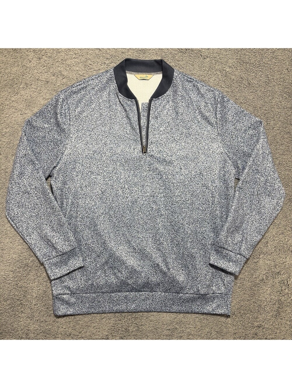 Royaura Men’s Vintage Abstract Textured Print Men’s Large Quarter Zip Pullover